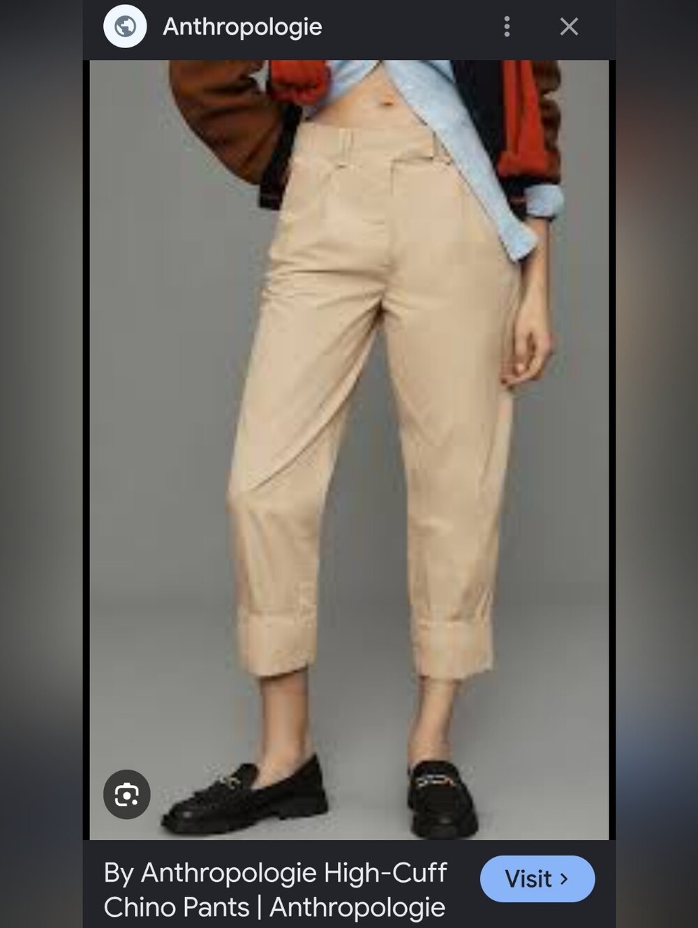 Anthropologie High-Cuff Chino Pants NWOT